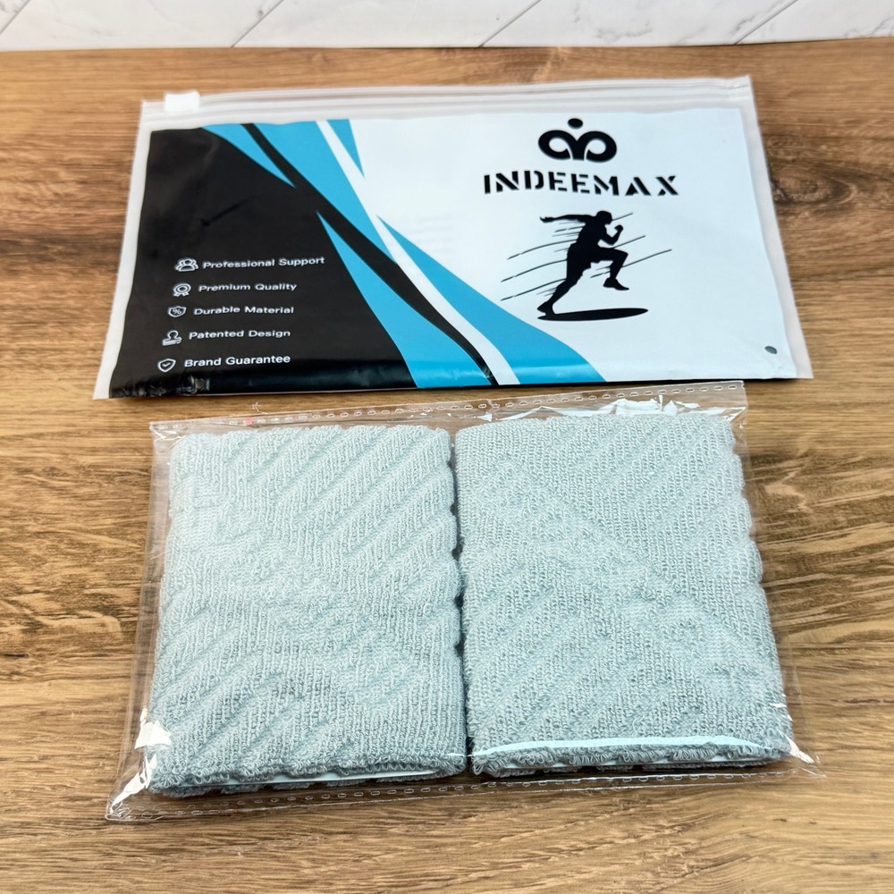 INDEEMAX Wrist Sweatbands Grey One Pair Volleyball Gym Working Out New